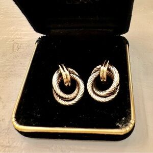 14k Gold & Sterling door knocker twist Earrings.